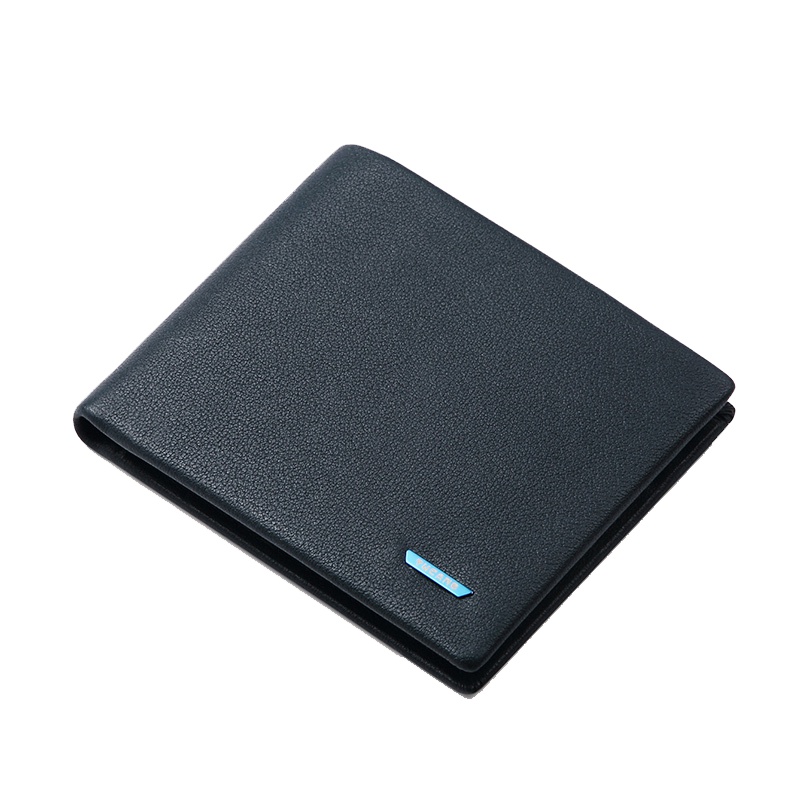 啄木鸟短款钱包男青年时尚韩版牛皮钱夹男士钱包商务皮夹潮男钱包蓝色