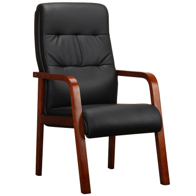 巨高办公家具橡木靠背椅西皮实木会议椅