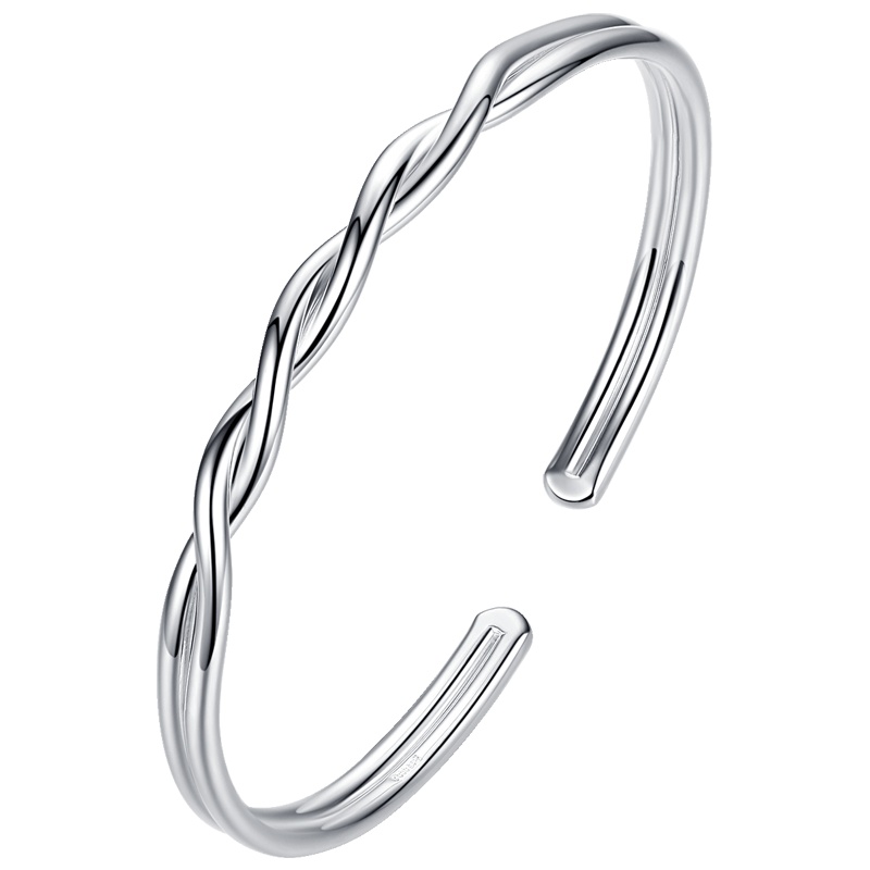 佰色传情(BRIR)S999纯银手镯女时尚简约实心足银镯子网红手饰年轻款潮