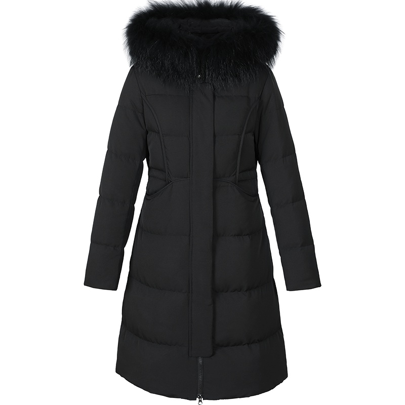 艾莱依2019秋冬新款时尚收腰显瘦羽绒服女中长款外套