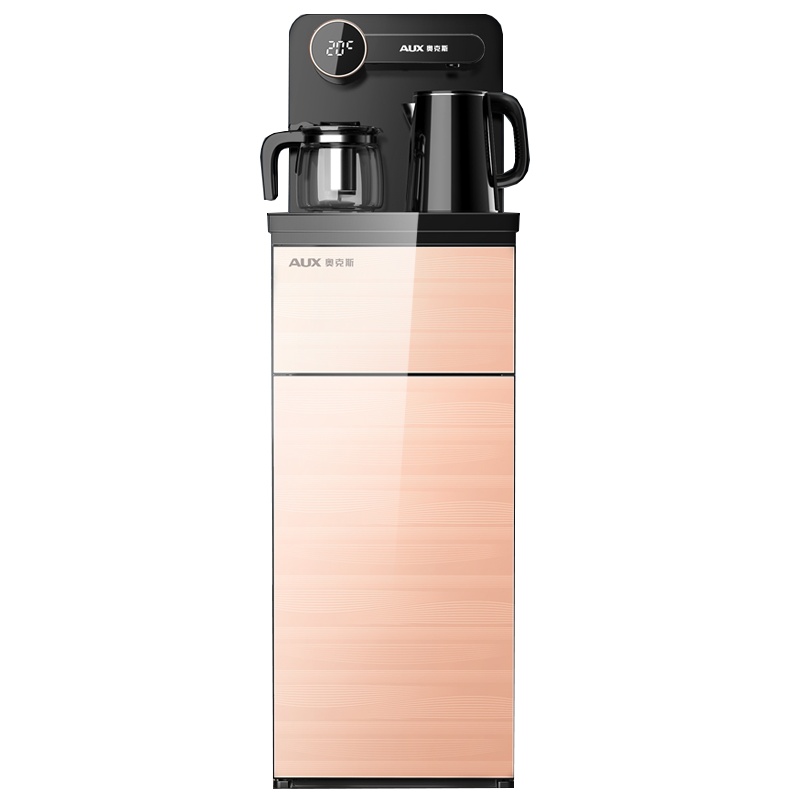 奥克斯立式智能饮水机家用下置水桶冷热多功能全自动桶装水茶吧机 温热黑色-旋转龙头