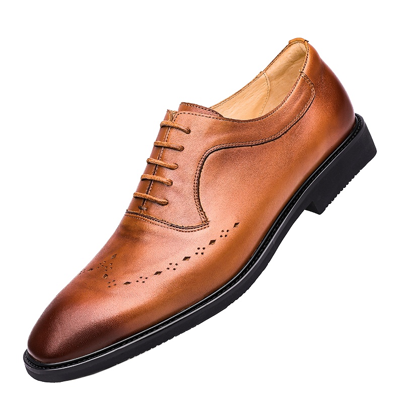 Rock Fairwhale洛克华菲秋季布洛克男鞋英伦西装伴郎结婚礼黑色商务正装休闲男士皮鞋