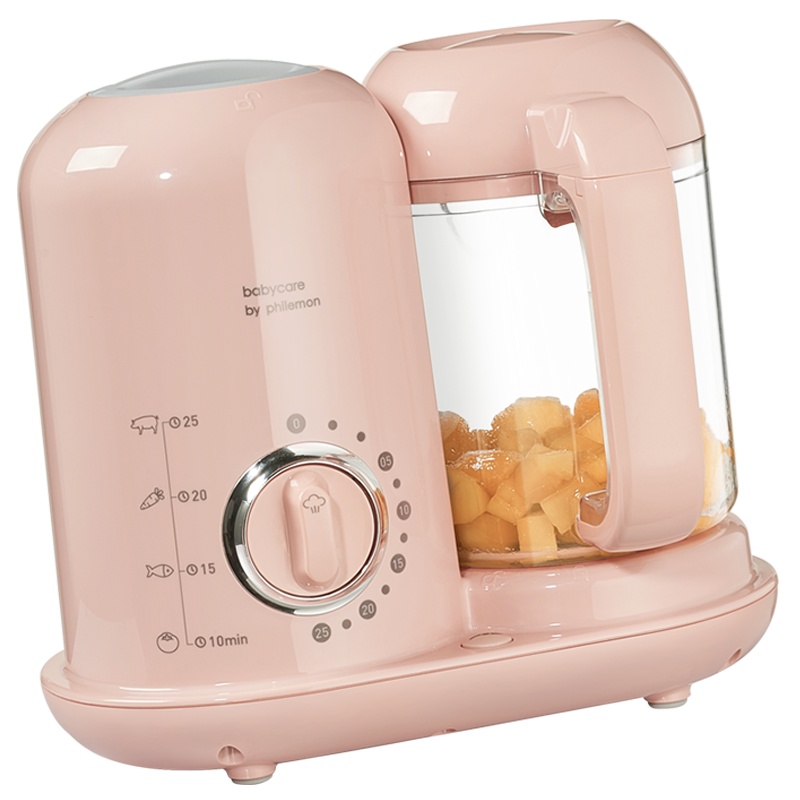 babycare 宝宝辅食机料理机 蒸煮搅拌一体机 搅拌机婴儿迷你辅食机 槟粉-定时款 4526