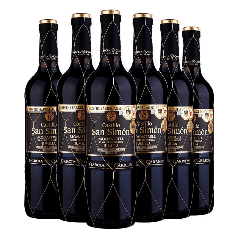 西班牙原瓶原装进口葡萄酒 丝慕黑标陈酿干红葡萄酒 750ML*6 整箱倾献