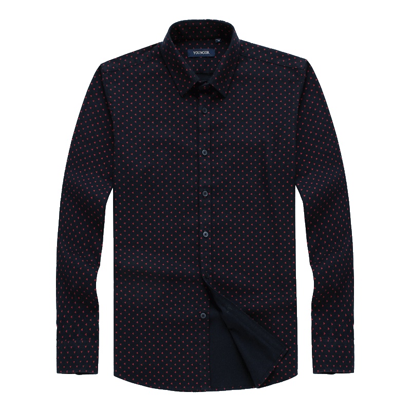 Youngor/雅戈尔秋冬新品男士商务正装纯棉蓝色绒面修身长袖衬衫180FFY