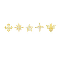 [apm MONACO]星星蜜蜂雪花耳钉组合时尚气质穿孔S925银耳饰女士首饰品 金色