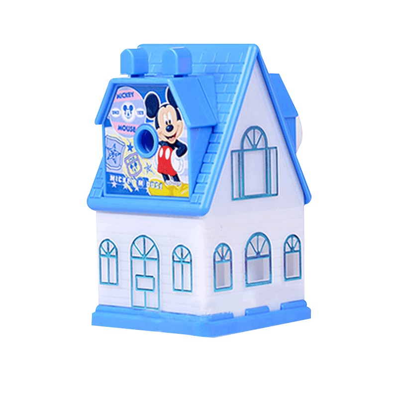 迪士尼削笔器机铅笔刀多功能手摇车卷笔刀铅削笔刀转笔刀自动进铅手动钻笔刀儿童小学生用铅笔刨旋绞修剥笔机6204小房子蓝