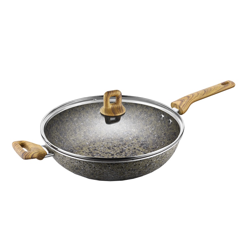 花岗岩炒锅 LC32G3 原生态花岗岩厨房防粘带盖炒锅32cm(单位:个)