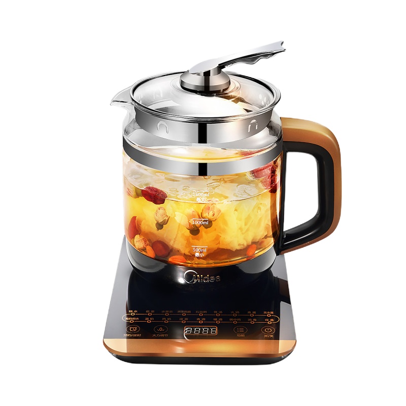 美的（Midea）养生壶 一机多用 多功能烧水壶 1.5L容量 （内带滤网）触控液晶，高硼加厚玻璃，可立