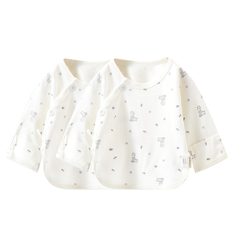 童泰19新款新生儿服饰0-2月新生儿家居服上衣婴儿纯棉半背衣2件装