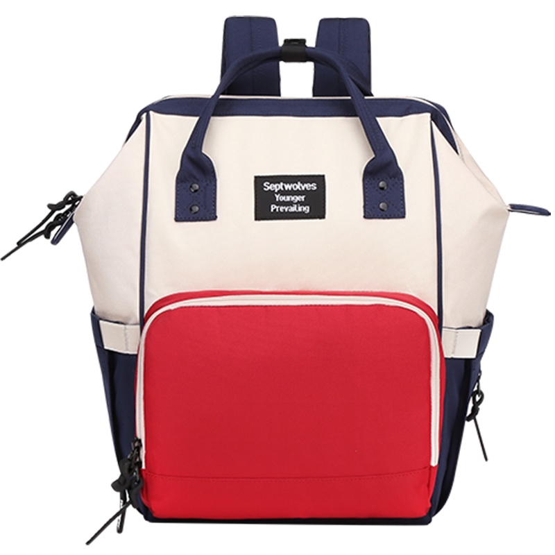 七匹狼(SEPTWOLVES)女款双肩包大容量多隔层妈咪包出游多功能分装溜娃大双肩包WA220030-50