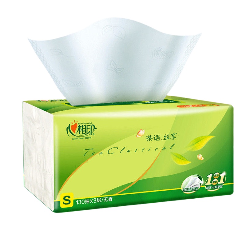 心相印抽纸茶语纸巾3层130抽家用卫生纸巾面巾纸餐巾纸家庭装 6包/提
