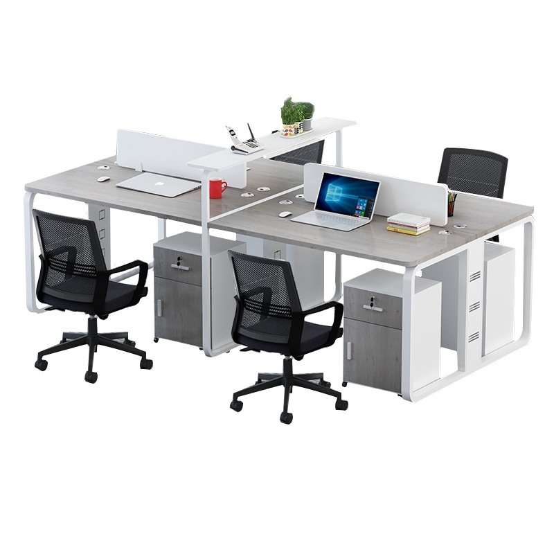 匡大 钢架办公桌4人位办公桌+活动柜+办公椅 KD11041