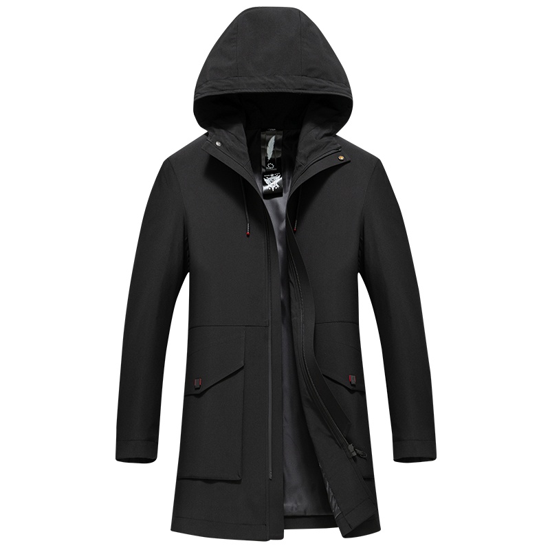 雅鹿男装秋季上新中长款休闲连帽防风青年外套男士风衣18080682