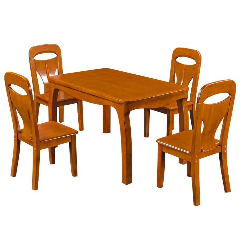 HiBoss实木餐桌长方形木质现代简约吃饭桌子餐桌椅组合