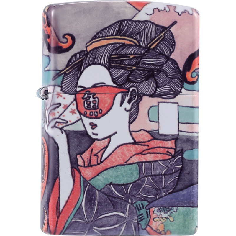 芝宝zippo个性打火机 彩印亮面艺伎防风煤油打火机 礼品收藏