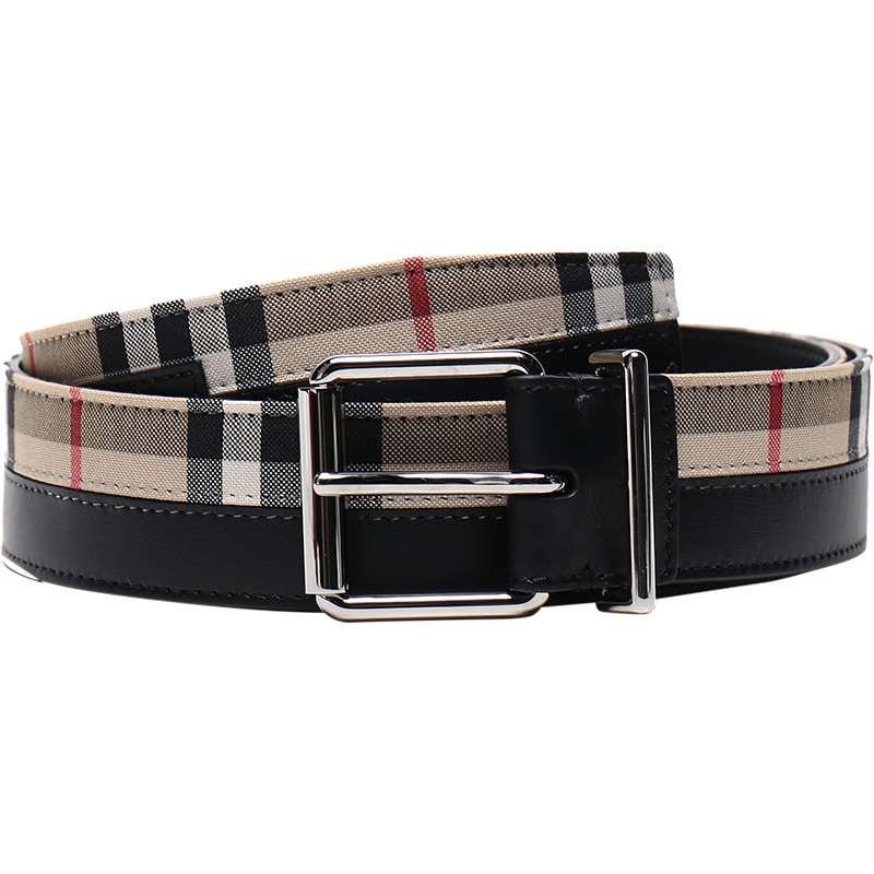 BURBERRY 博柏利 男款 皮革/织物/聚氨酯针扣式皮带腰带 80285661