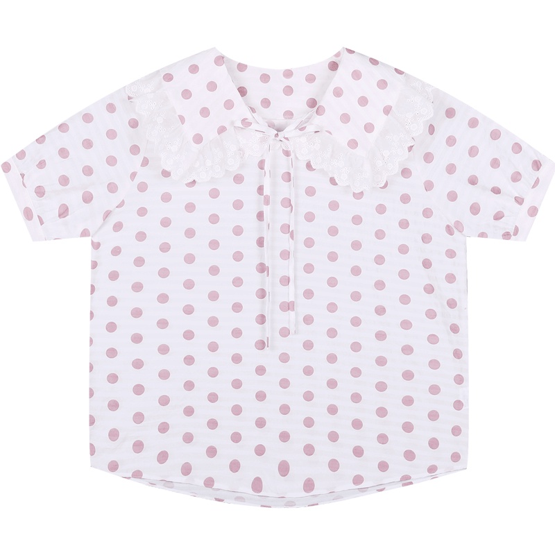 娃娃领心机衬衫设计感超仙女法式小众波点短袖衬衣女2019夏装新款
