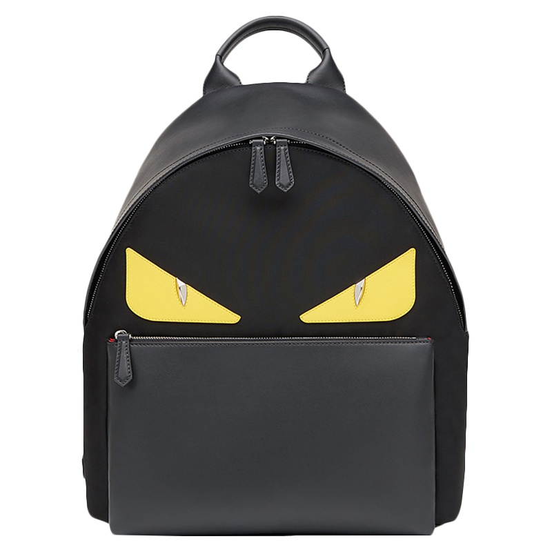 【直营】芬迪(FENDI) 黑色尼龙小怪兽双肩背包 男女通用 小怪兽经典双肩背包 7VZ042