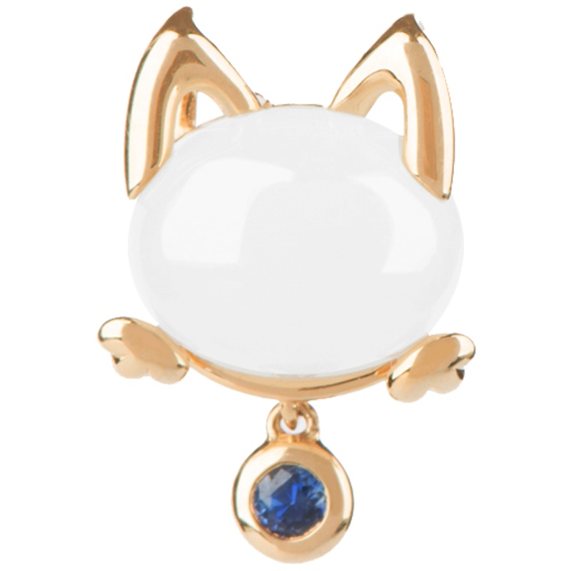 金一18K金花小喵女士款和田玉吊坠赠银链(定价)KJDZ154