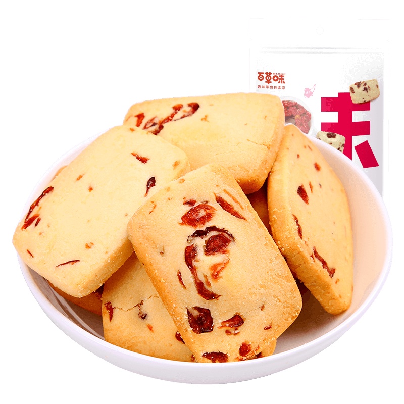 百草味 甜饼干 蔓越莓曲奇(抹茶味)100g网红美食手工饼干点心办公室零食任选