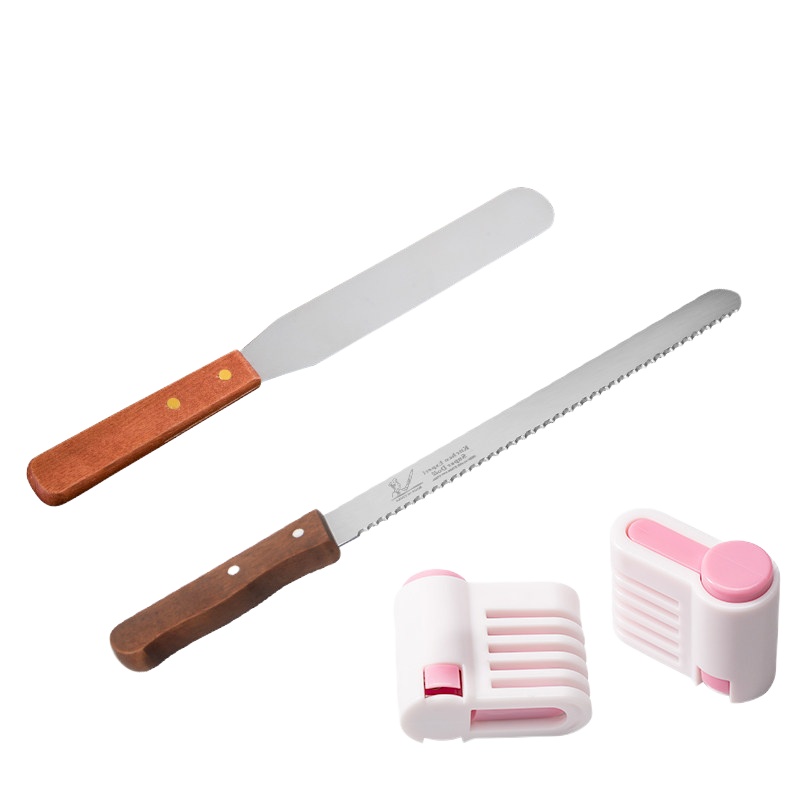 分割层切片器架平整烘焙工具面包辅助戚风蛋糕胚吐司抹刀2两个装 敬平 分片器+割刀+抹刀