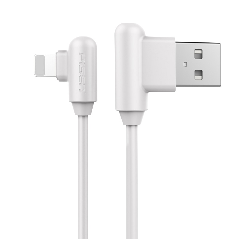 品胜苹果SE数据线弯头充电线1.5米适用iPhone12/11 pro/Xs Max/8/7手机iPad air游戏白