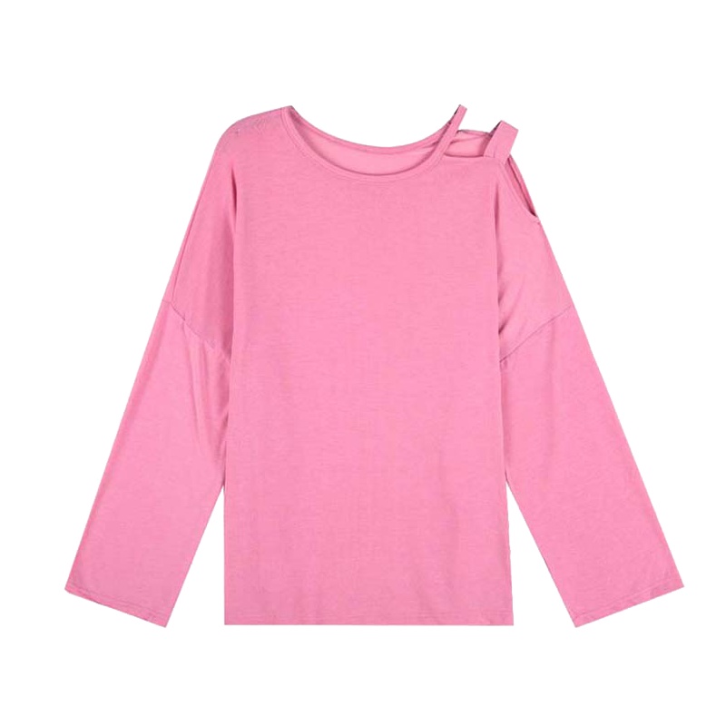 如熙秋季韩版露肩长袖少女小众设计感T恤薄款小心机上衣