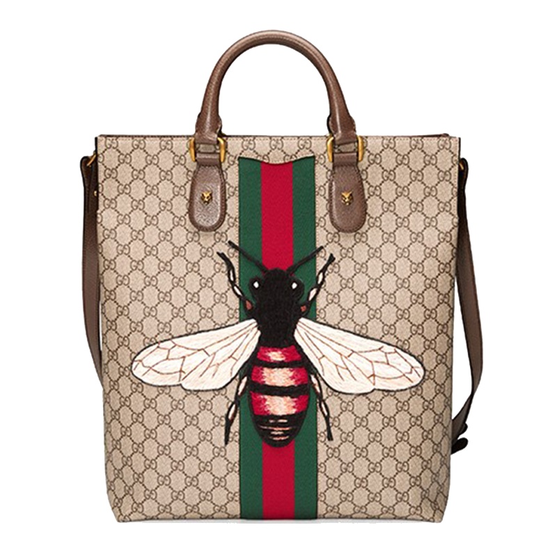 Gucci古驰男士手提包蜜蜂包帆布包单肩包