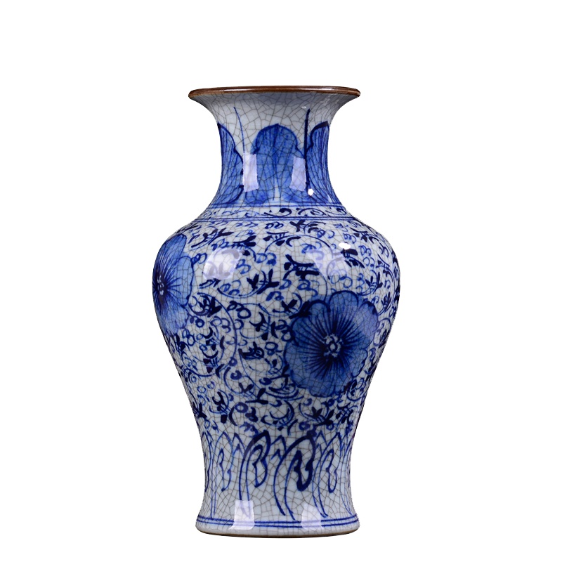 景德镇陶瓷花瓶仿古青花瓷家居装饰品现代客厅工艺品摆件 鱼尾瓶