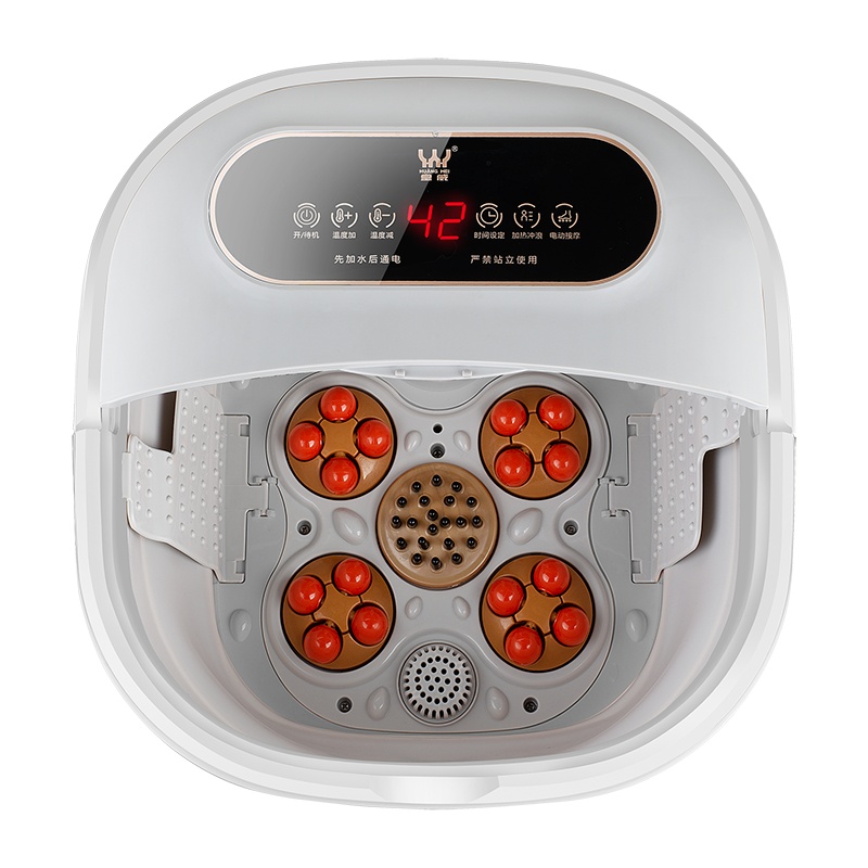 皇威足浴盆折叠泡脚盆自动加热洗脚盆恒温舒适家用太极滚轮按摩可调温定时无线遥控 H-6101B电动款