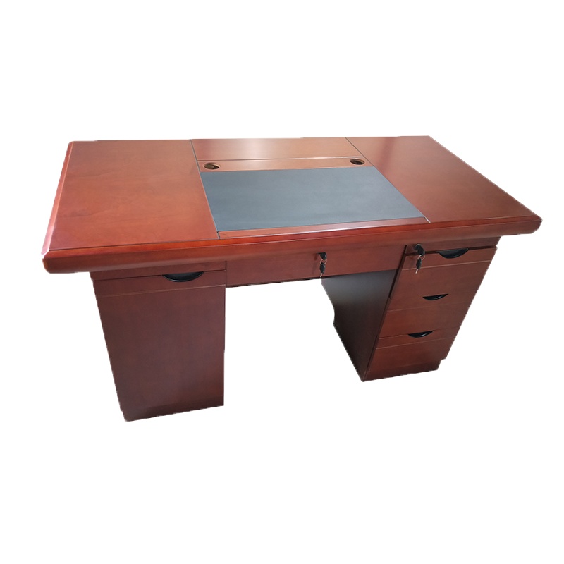 隆博盛景 1.4米木皮桌子 办公桌老板桌总裁桌大班台实木皮油漆会议桌高档时尚桌椅 厂家定制直销