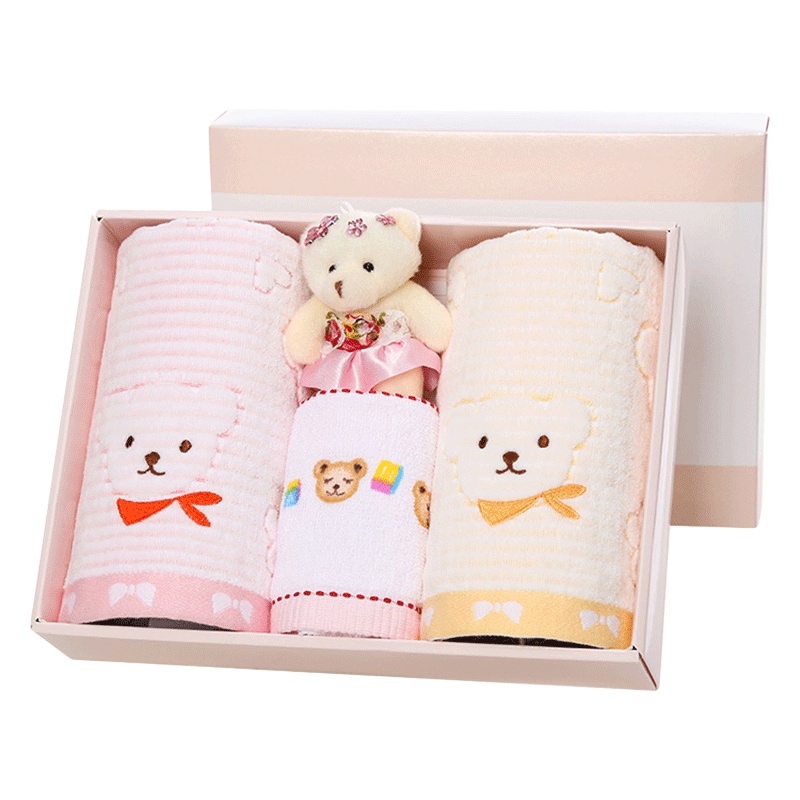 金号毛巾礼盒纯棉亲子三件套装结婚喜庆回礼节日毛巾礼品团购定制