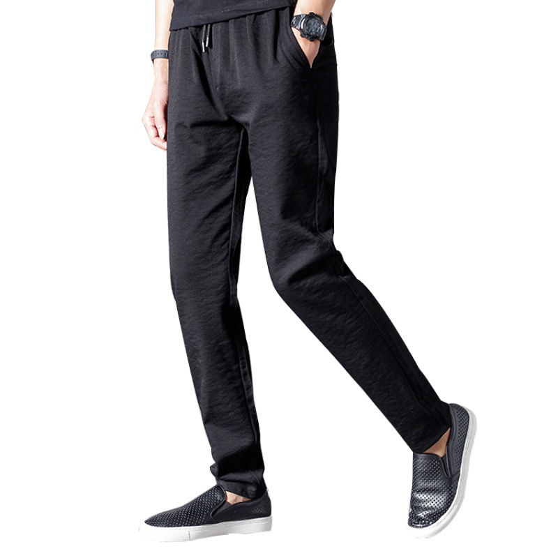 蓝旗(BLUEG)休闲裤男修身黑色小脚裤韩版潮流运动男士百搭长裤