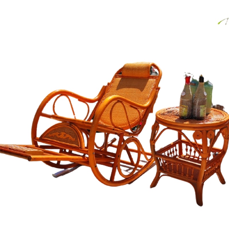 真藤摇摇椅休闲阳台躺椅晒太阳符象老人逍遥藤椅家用藤编懒人瑶瑶椅