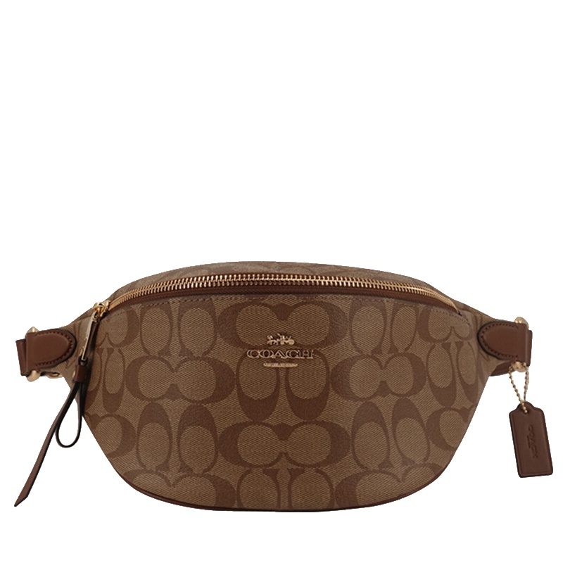 COACH蔻驰女包 老花款 深棕底 腰包 斜挎包 F48740