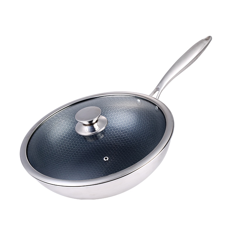 膳祖轻鸿不锈钢不粘锅炒锅平底无油烟无涂层锅家用炒菜电磁炉适用