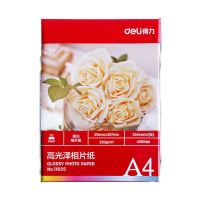 得力(deli)11825相片纸高 质量光泽照片纸 彩相片纸 A4 230g 1包/20张 3包价格