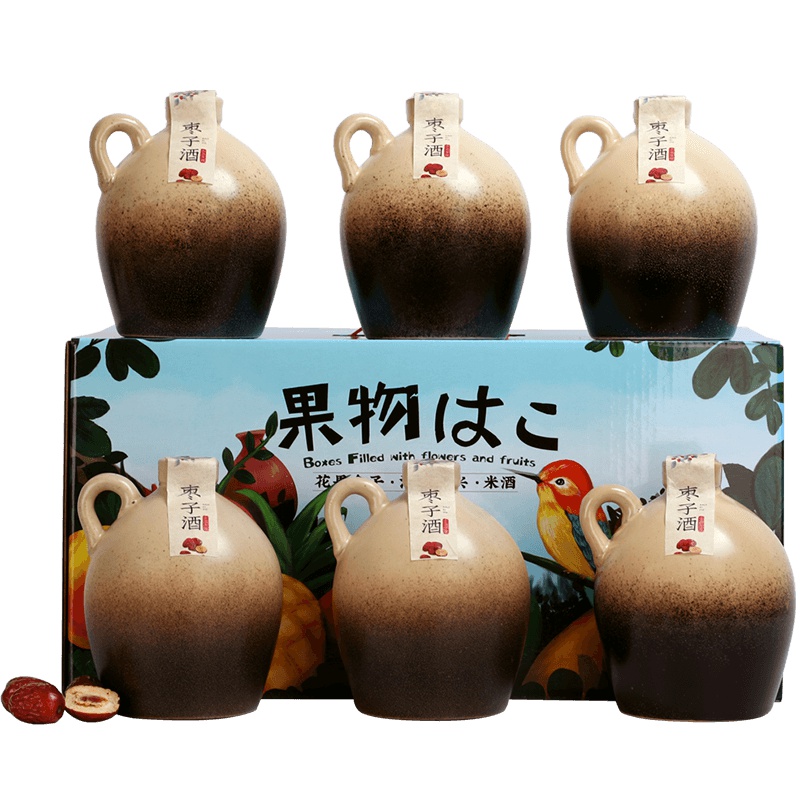 七斤嫂十五年陈酿绍兴枣子酒红枣黄酒整箱花果盒子半甜500ML*6坛