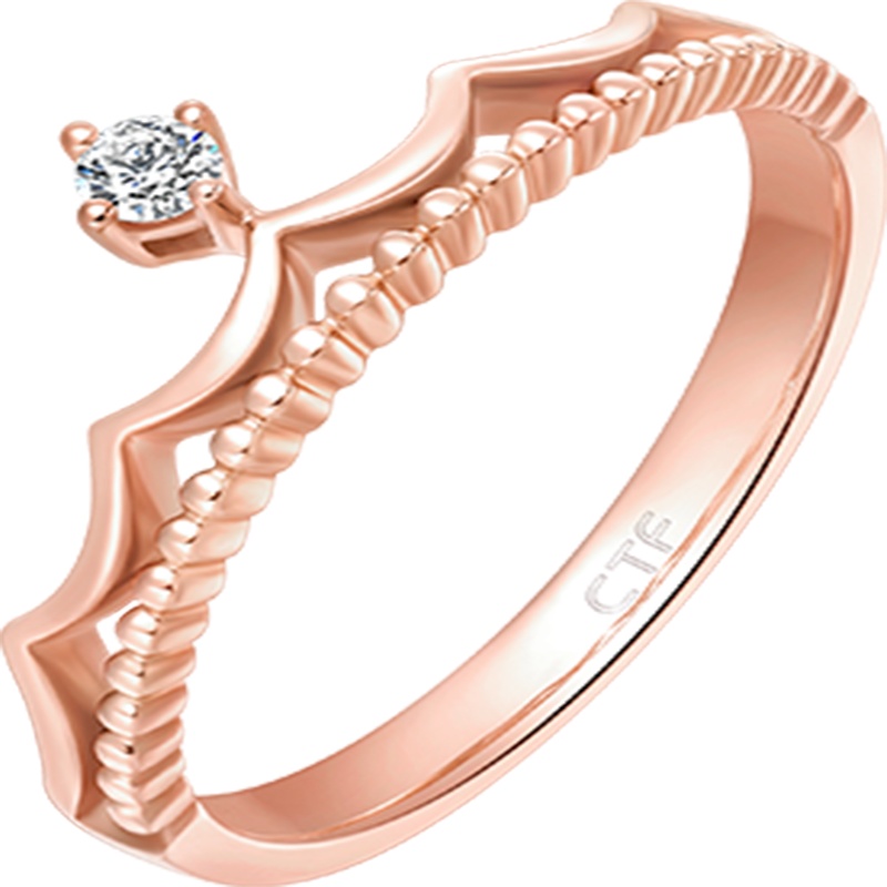 周大福Y时代18K金彩金钻石戒指女 U163029