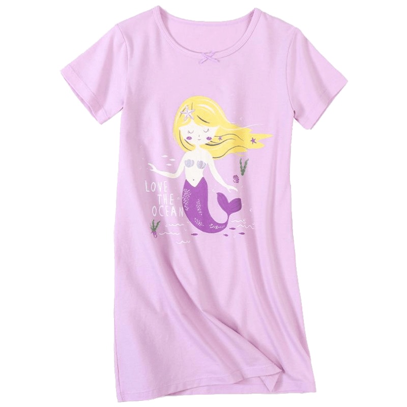 KIDS MAM&DAD儿童睡衣短袖女童睡裙棉质宝宝中大童空调服家居服