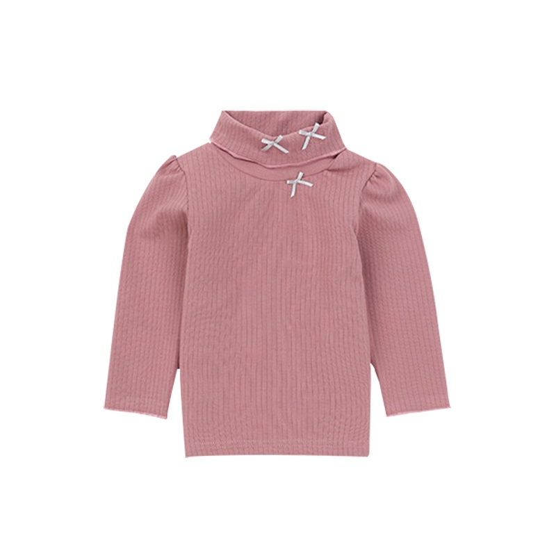 猫人MiiOW 女童条纹半高领打底衫1一3岁宝宝长袖T恤女纯棉 MR18024