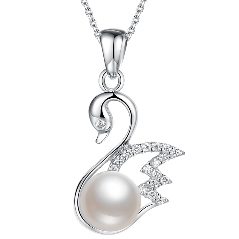 佰色传情(BRIR)小天鹅项链女925纯银镶嵌淡水珍珠简约韩版锁骨链银项链女珍珠吊坠生日情人节礼物送女友送爱人