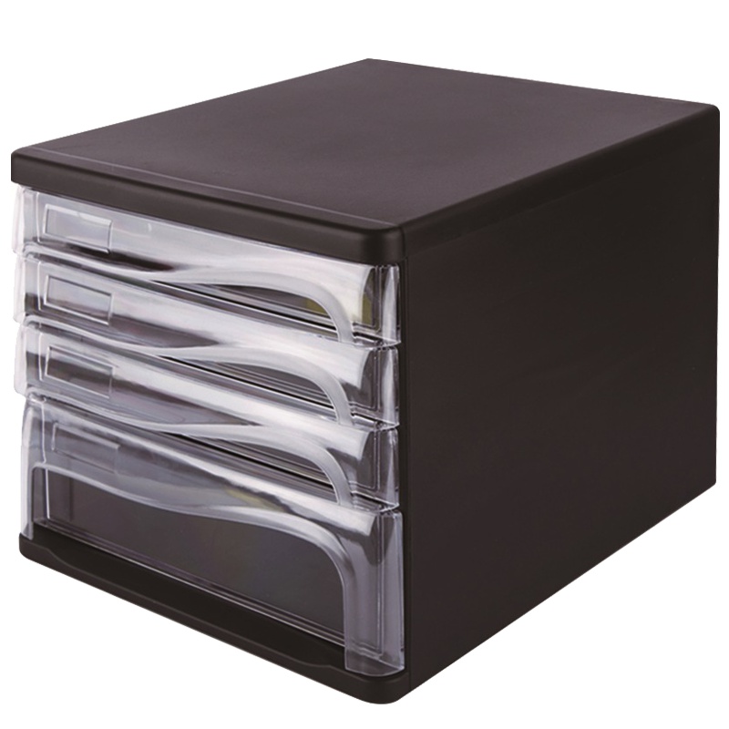 广博(GuangBo)WJK9265四层桌面文件柜 文件抽屉柜 资料柜 收纳柜 抽屉式桌上塑料柜 办公用品 黑色