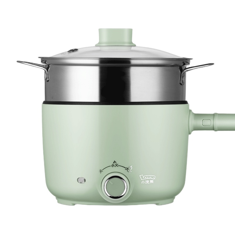 小浣熊电煮锅12C-BXG-ZL-LS1.3L容量不粘涂层防溢内胆环形加热宿舍学生煮面神器防干烧电锅火锅家用能小锅小功率