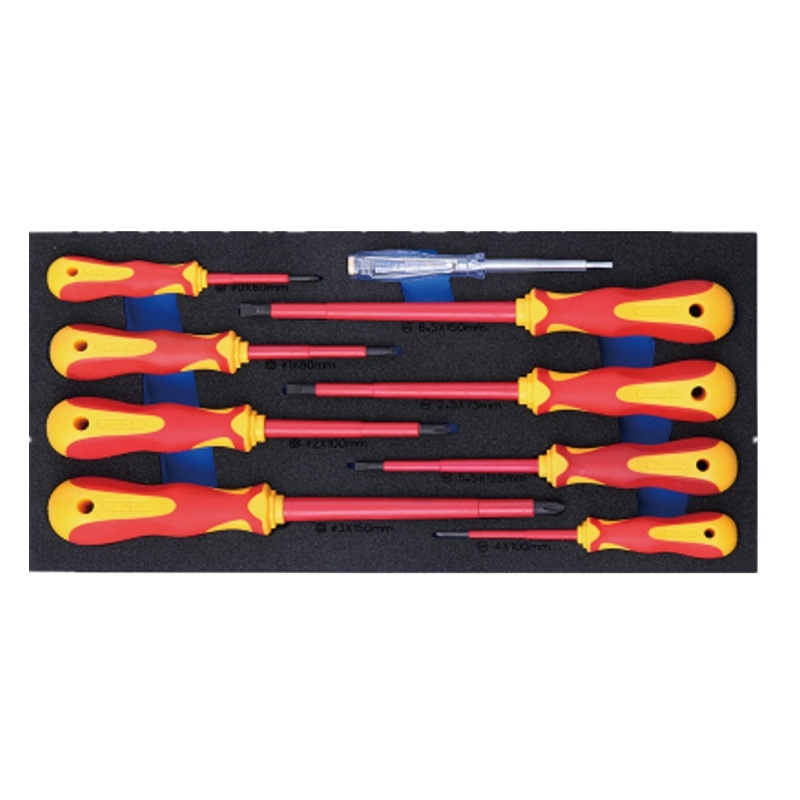 【卡尔】9件VDE绝缘螺丝批工具托