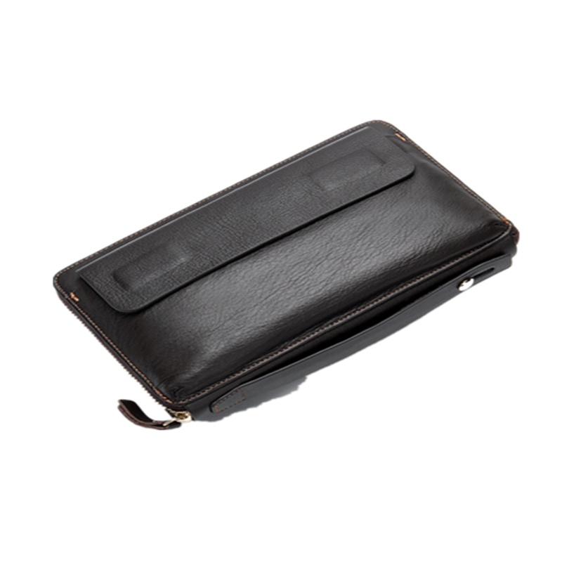 工厂货源时尚拼接长款皮夹复古真皮男士手拿包