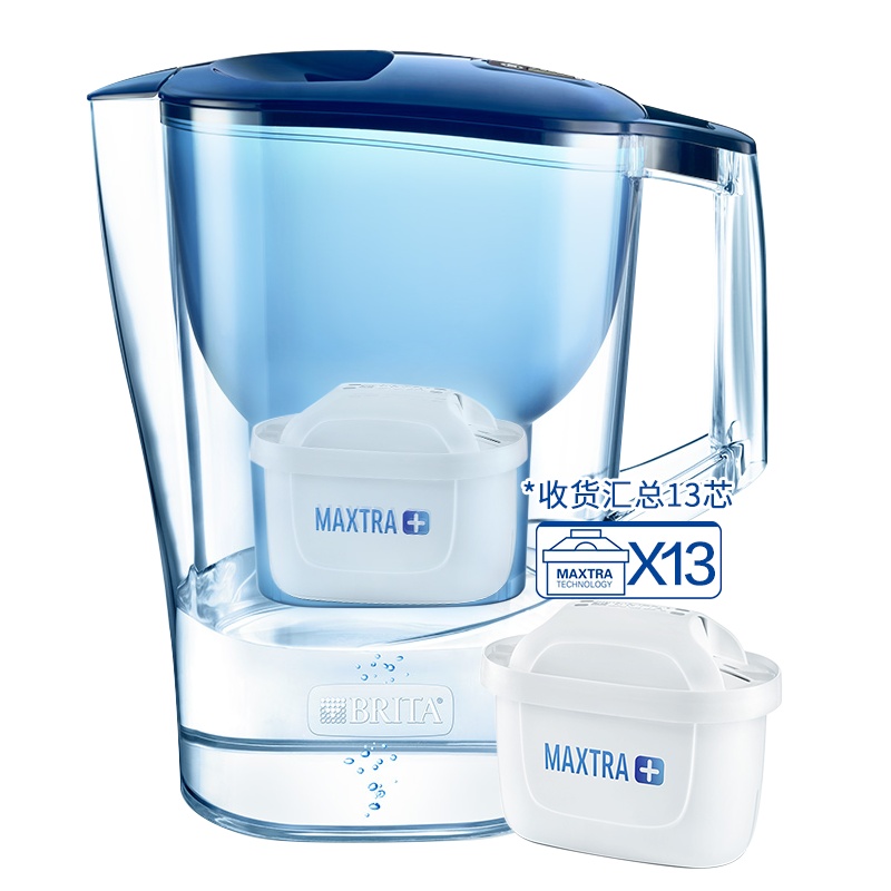 碧然德（BRITA）过滤净水器 家用滤水壶 净水壶 光汐系列3.5L蓝色一壶13芯装