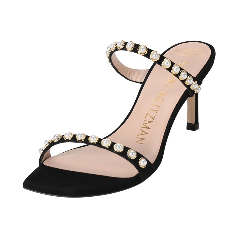 斯图尔特·韦茨曼 STUART WEITZMAN 女士 绒面 皮革高跟凉鞋拖鞋ALEENA 75 PEARLS