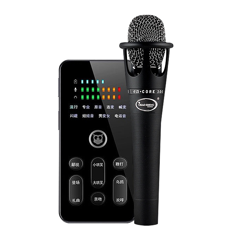 屁颠虫S200pro 无线蓝牙声卡 手机喊麦通用 手机麦克风全民K歌神器 直播声卡 黑色E300套装 3.5接口
